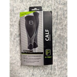 P-TEX PRO Knit Compression Calf Sleeves Black Gray Small P-TEXC500 Pair